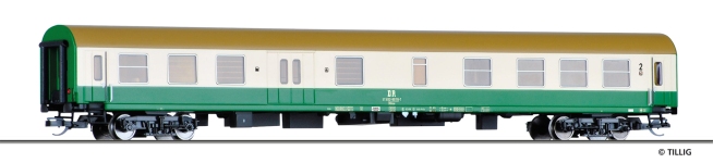 Tillig 502452 - TT - Personenwagen 2. Kl. mit Gepäckabteil, DR, Ep. IV